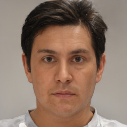 Neutral white adult male with short  brown hair and brown eyes