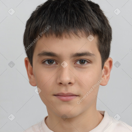 Neutral white child male with short  brown hair and brown eyes