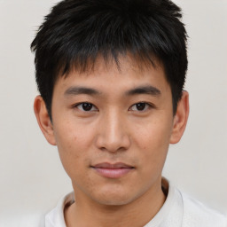 Neutral asian young-adult male with short  brown hair and brown eyes