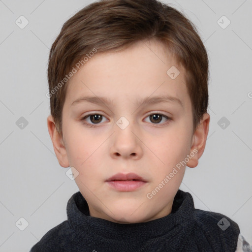 Neutral white child female with short  brown hair and brown eyes