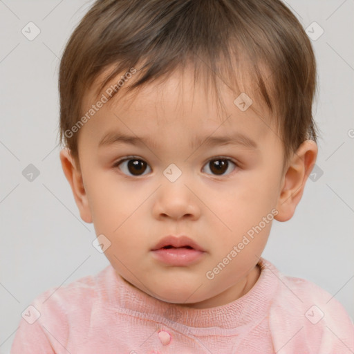 Neutral white child male with short  brown hair and brown eyes