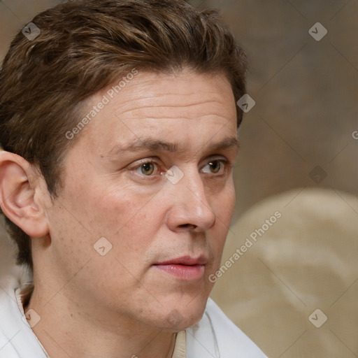 Neutral white adult male with short  brown hair and brown eyes