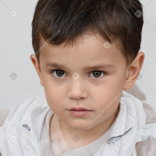 Neutral white child male with short  brown hair and brown eyes