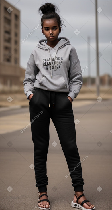 Somali teenager girl with  black hair