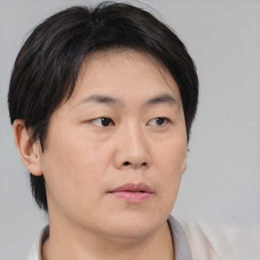 Neutral asian young-adult male with medium  brown hair and brown eyes