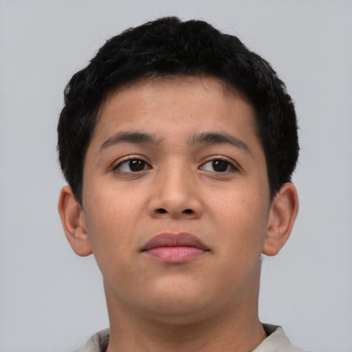 Neutral asian young-adult male with short  brown hair and brown eyes