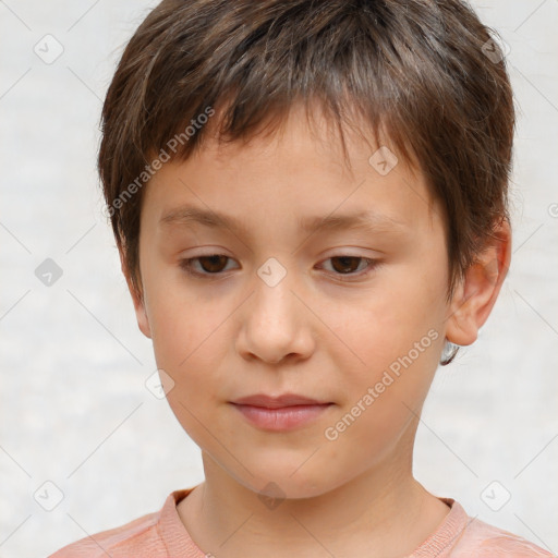 Neutral white child male with short  brown hair and brown eyes