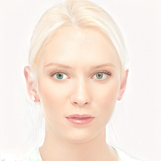 Neutral white young-adult female with medium  blond hair and blue eyes