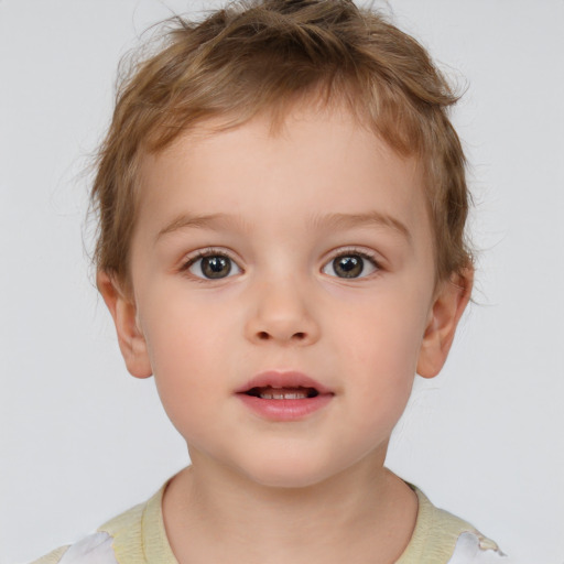 Neutral white child male with short  brown hair and brown eyes