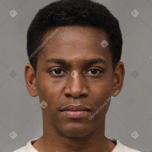 Neutral black young-adult male with short  brown hair and brown eyes