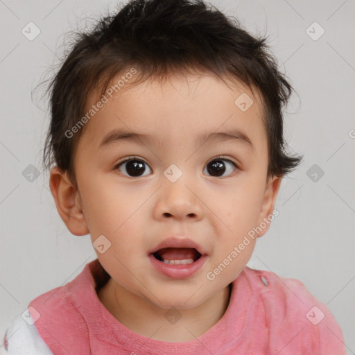 Neutral white child male with short  brown hair and brown eyes