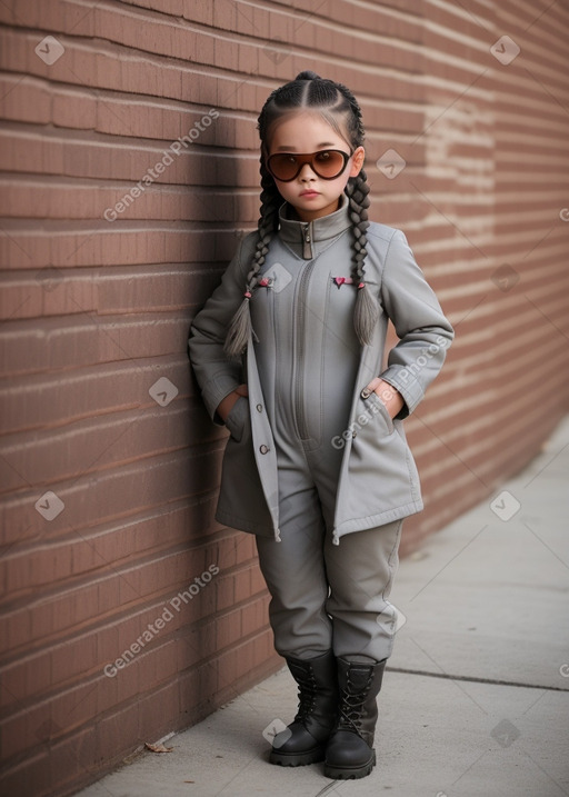 Korean child girl with  gray hair