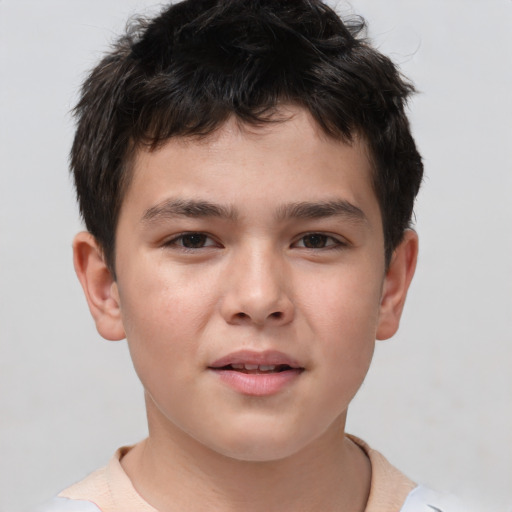 Neutral white child male with short  brown hair and brown eyes