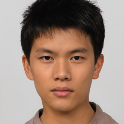 Neutral asian young-adult male with short  brown hair and brown eyes