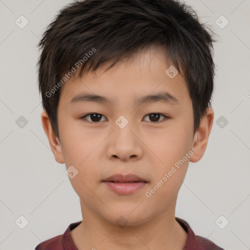 Neutral white child male with short  brown hair and brown eyes