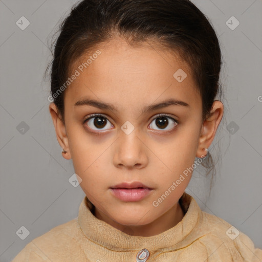 Neutral white child female with medium  brown hair and brown eyes