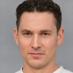 Neutral white adult male with short  brown hair and brown eyes