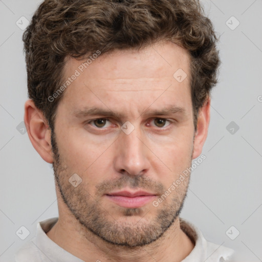 Neutral white adult male with short  brown hair and brown eyes