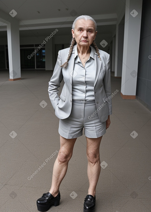 Belarusian elderly female with  gray hair