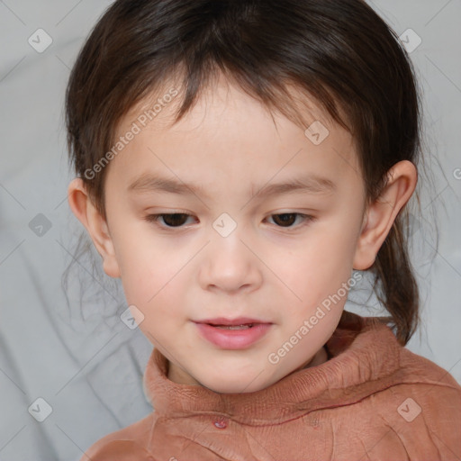 Neutral white child female with medium  brown hair and brown eyes