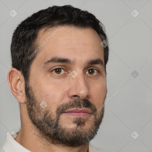 Neutral white adult male with short  brown hair and brown eyes