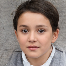 Neutral white child female with short  brown hair and brown eyes