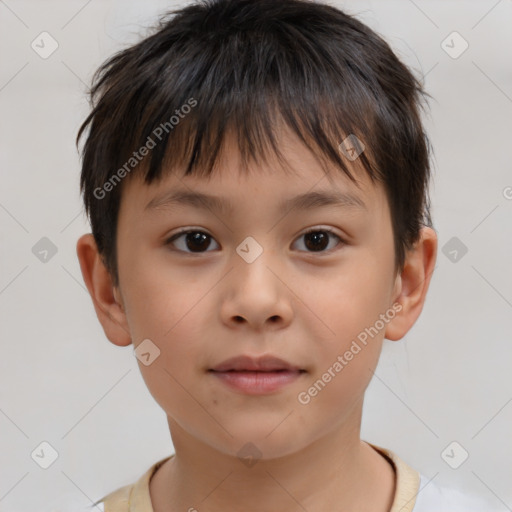 Neutral white child male with short  brown hair and brown eyes