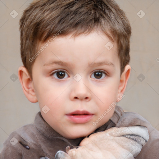 Neutral white child male with short  brown hair and brown eyes