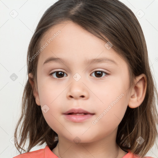 Neutral white child female with medium  brown hair and brown eyes