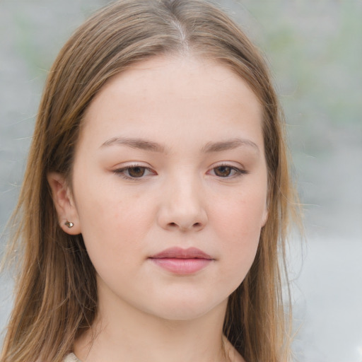 Neutral white child female with medium  brown hair and brown eyes