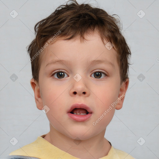 Neutral white child male with short  brown hair and brown eyes