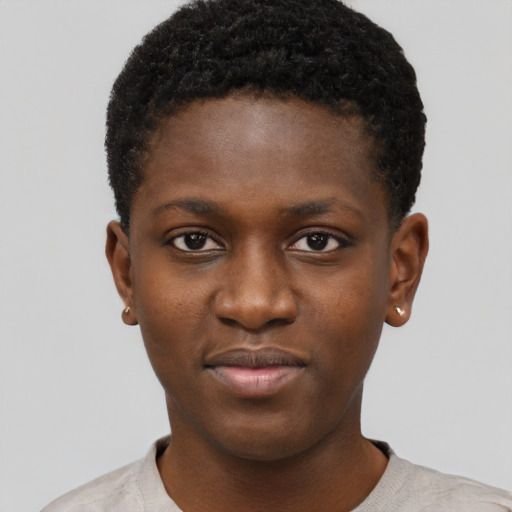 Neutral black young-adult male with short  brown hair and brown eyes