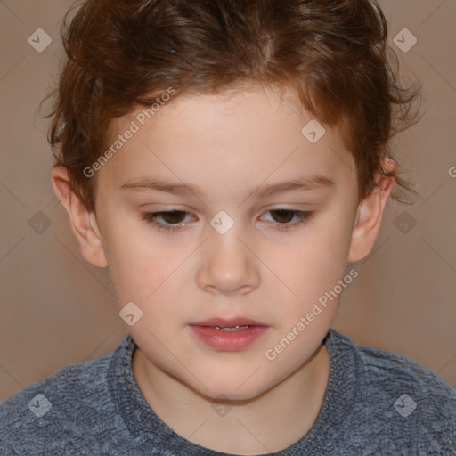 Neutral white child male with short  brown hair and brown eyes