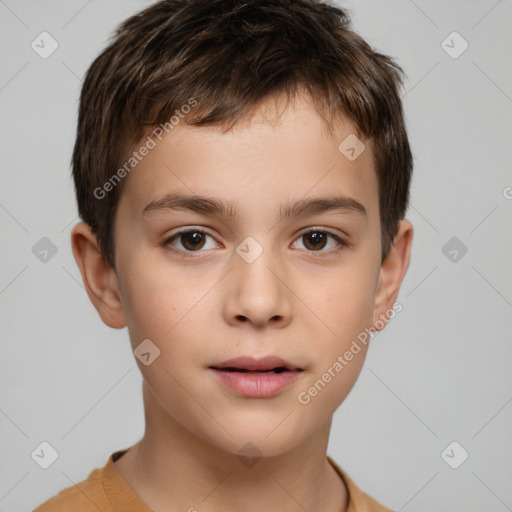 Neutral white child male with short  brown hair and brown eyes