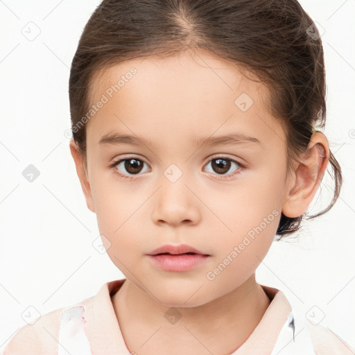 Neutral white child female with medium  brown hair and brown eyes