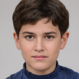 Neutral white child male with short  brown hair and brown eyes