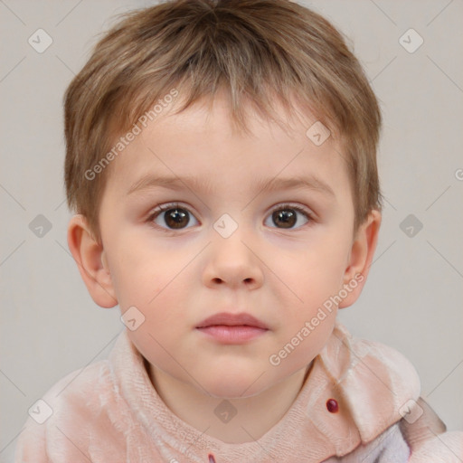 Neutral white child male with short  brown hair and brown eyes