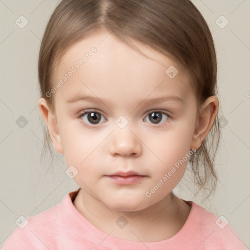 Neutral white child female with medium  brown hair and brown eyes