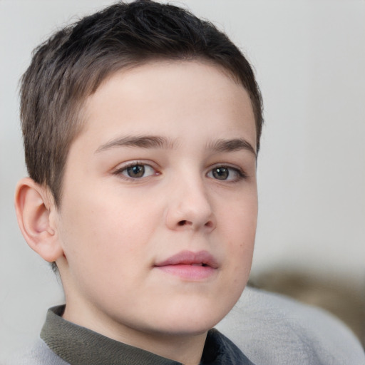 Neutral white child male with short  brown hair and brown eyes