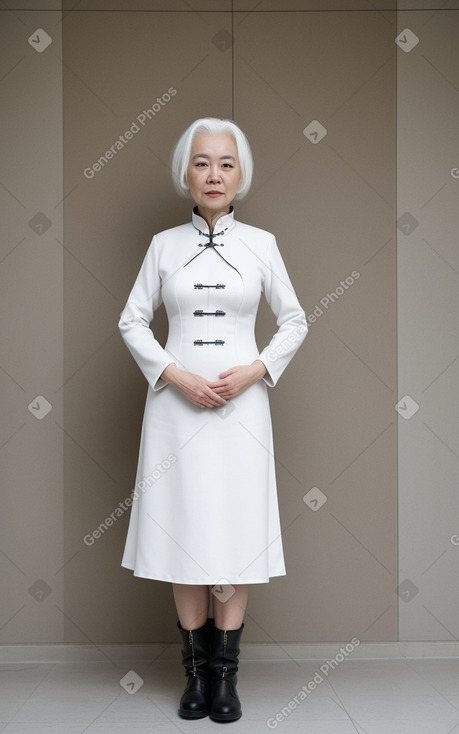 Chinese 45 years female with  white hair