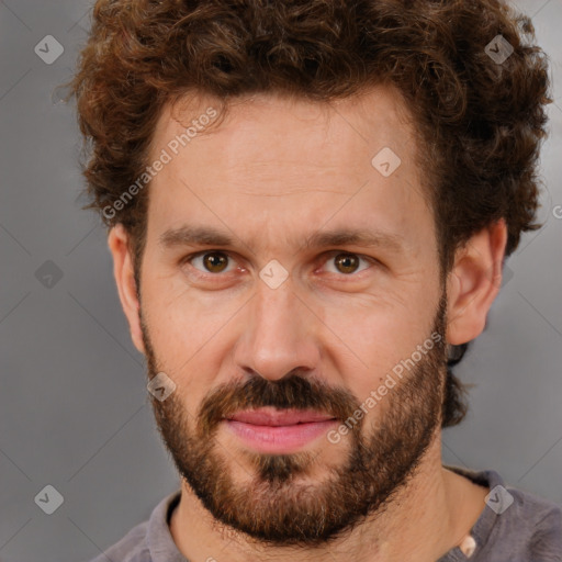 Neutral white adult male with short  brown hair and brown eyes