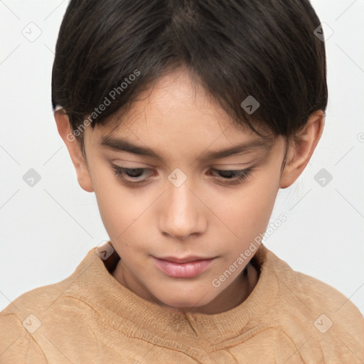 Neutral white child female with short  brown hair and brown eyes