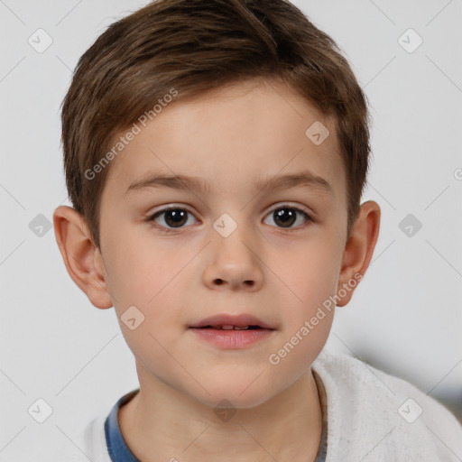 Neutral white child male with short  brown hair and brown eyes