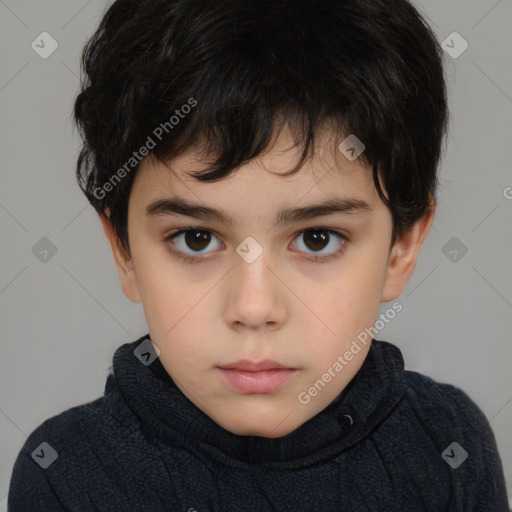 Neutral white child male with short  brown hair and brown eyes