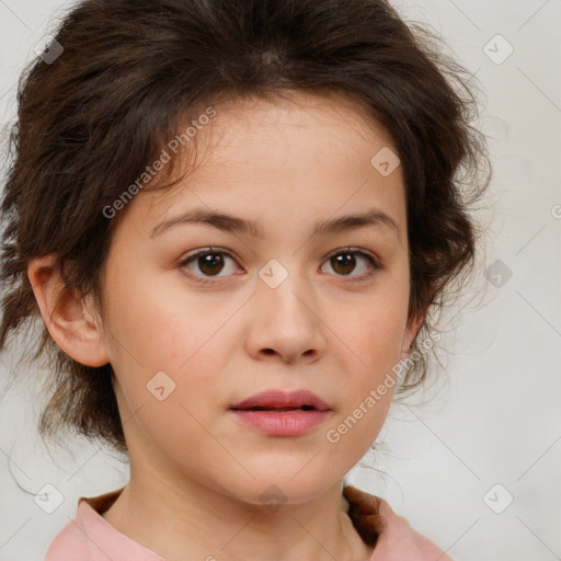 Neutral white child female with medium  brown hair and brown eyes