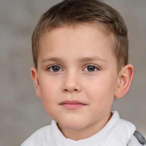 Neutral white child male with short  brown hair and brown eyes