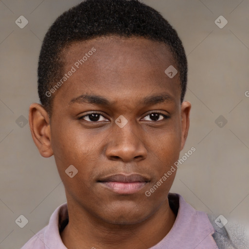 Neutral black young-adult male with short  brown hair and brown eyes