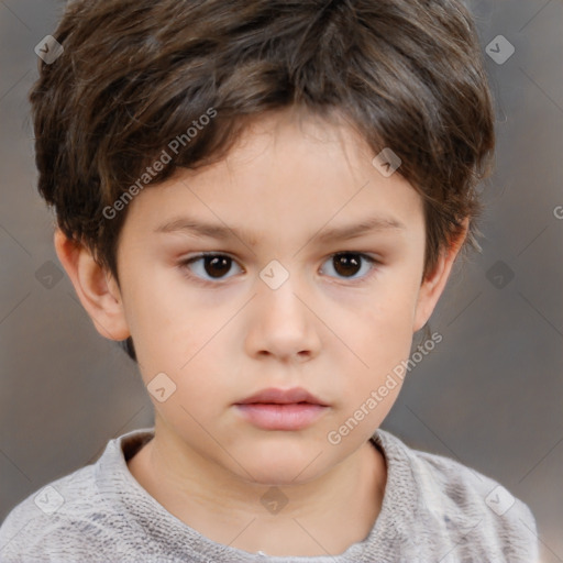 Neutral white child male with short  brown hair and brown eyes