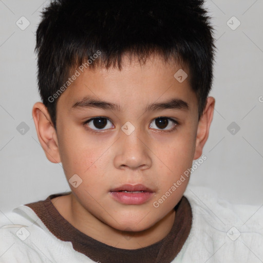 Neutral white child male with short  brown hair and brown eyes