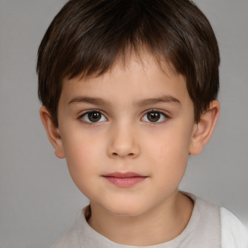 Neutral white child male with short  brown hair and brown eyes